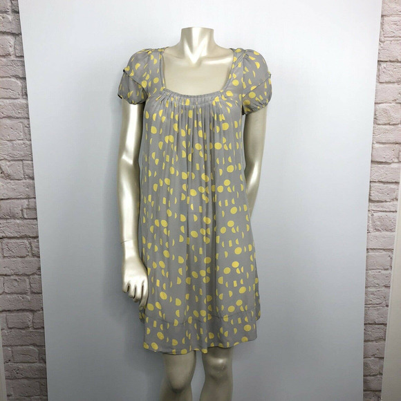 Maje Dresses & Skirts - Maje Silk Dress Vivaldi Pleated Gray/Yellow Small